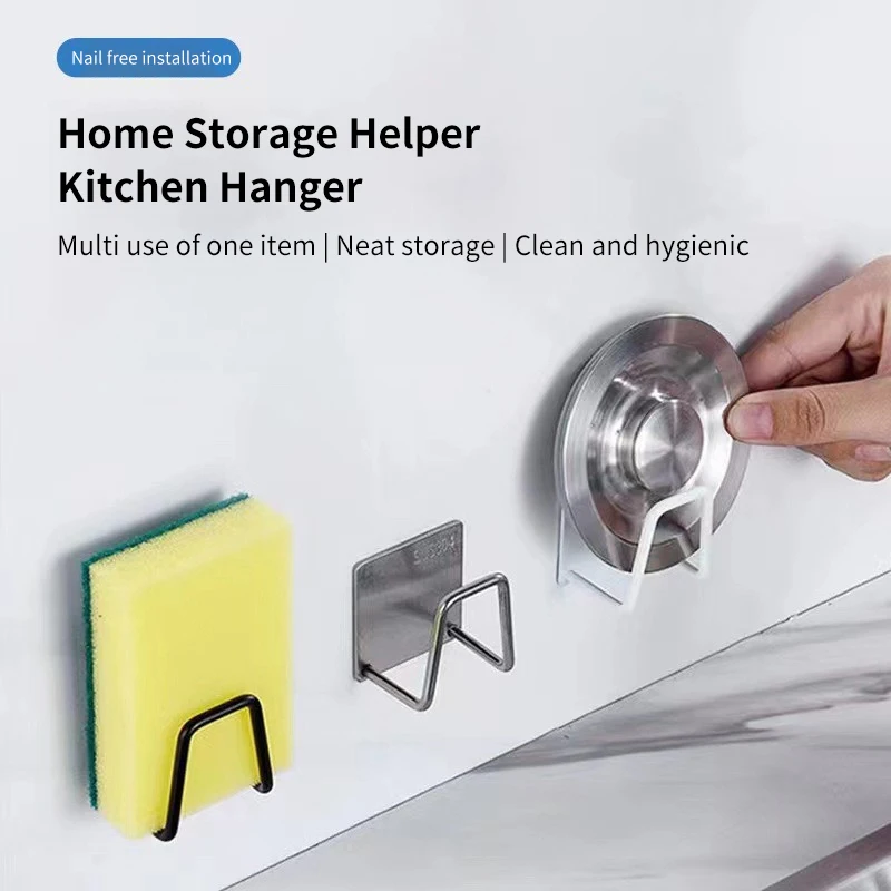 

6PCS Kitchen Stainless Steel Sponge Holder Shelf With Adhesive Storage Rack Cleaning Sponges Drain Drying Rack Kitchen Organizer