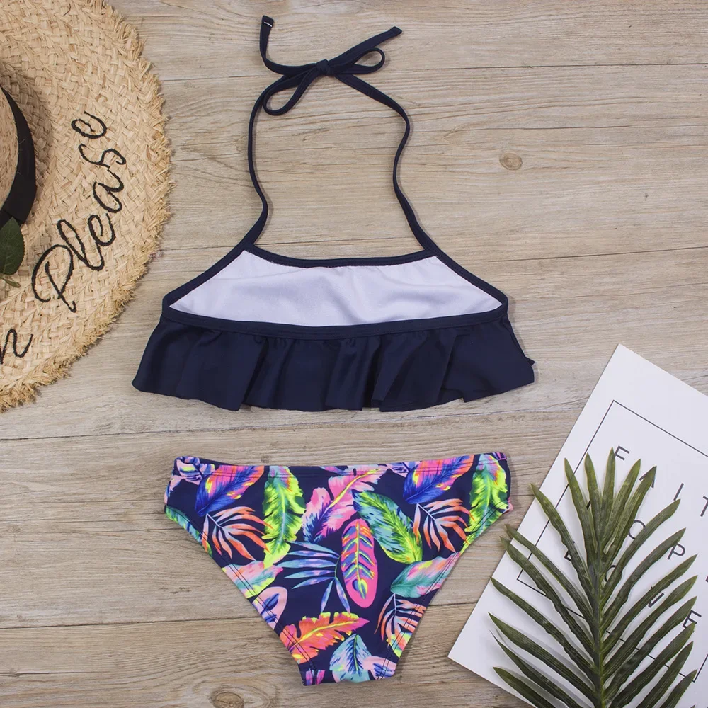 Children Swimwear 5-14 Years Girls Bikinis 2 Pieces Swimsuits Kids Bathing Suits Print Teenager Girl Beach Swim Wear Biquini Set - 2