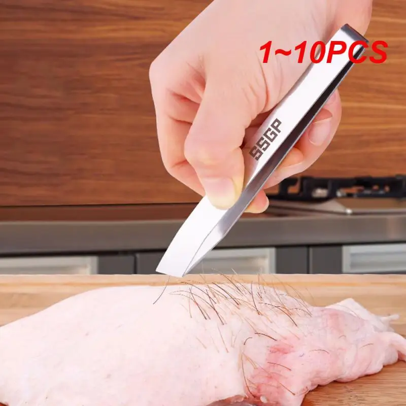1 ~ 10 Pz Pinzas Planas Y Inclinadas De Acero Inoxidable, Herramienta Para Quitar Huesos De Pescado (4,6 "), Utensilios De Cocina