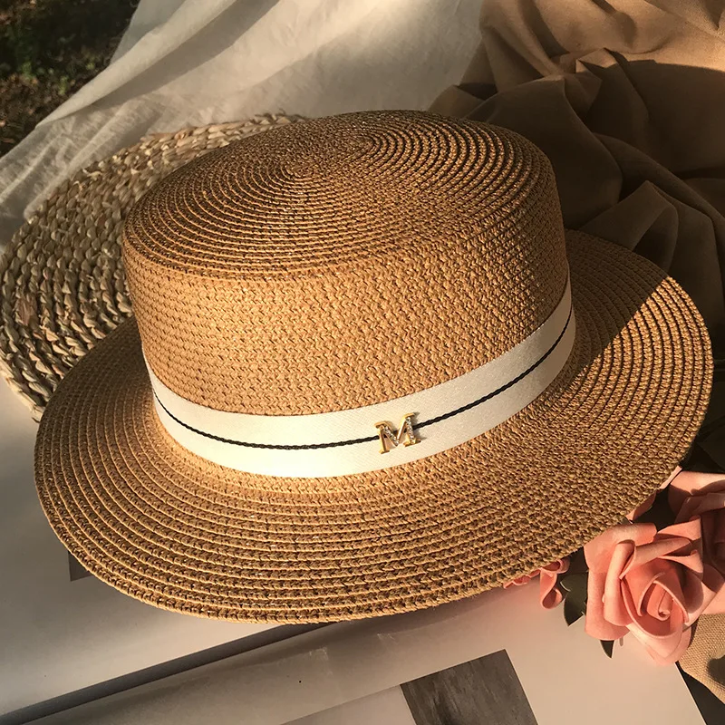 Fashion Summer Hats For Women 2022 Straw Hat Flat Brim Beach Cap Hats
