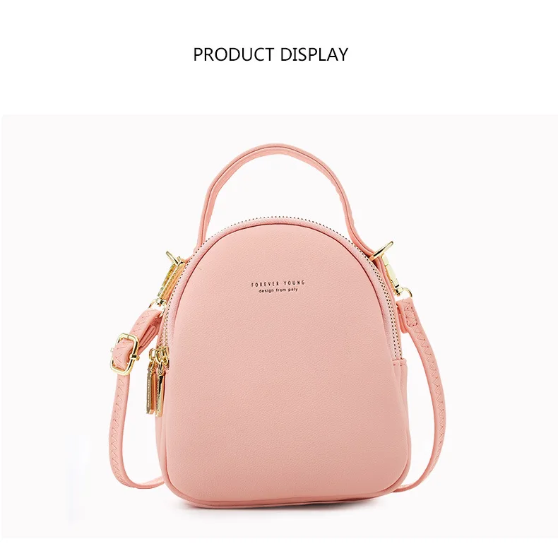 1pcs/lot woman solid small pu backpack female mini pu double shoulder bag