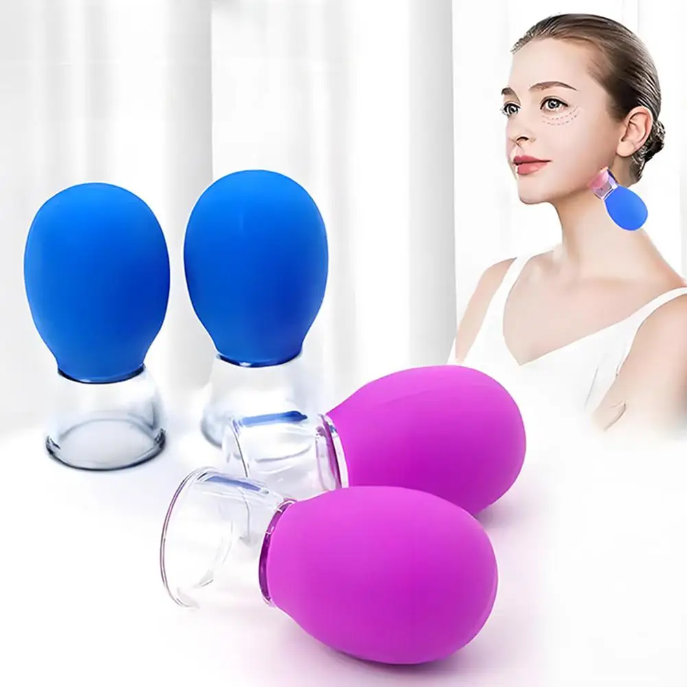Ensemble de ventouses pour le visage, 2/4 pièces, Massage sous vide pour les yeux, tasse Anti-Cellulite, ventouses en Silicone, thérapie de Massage, lifting de la peau brillante