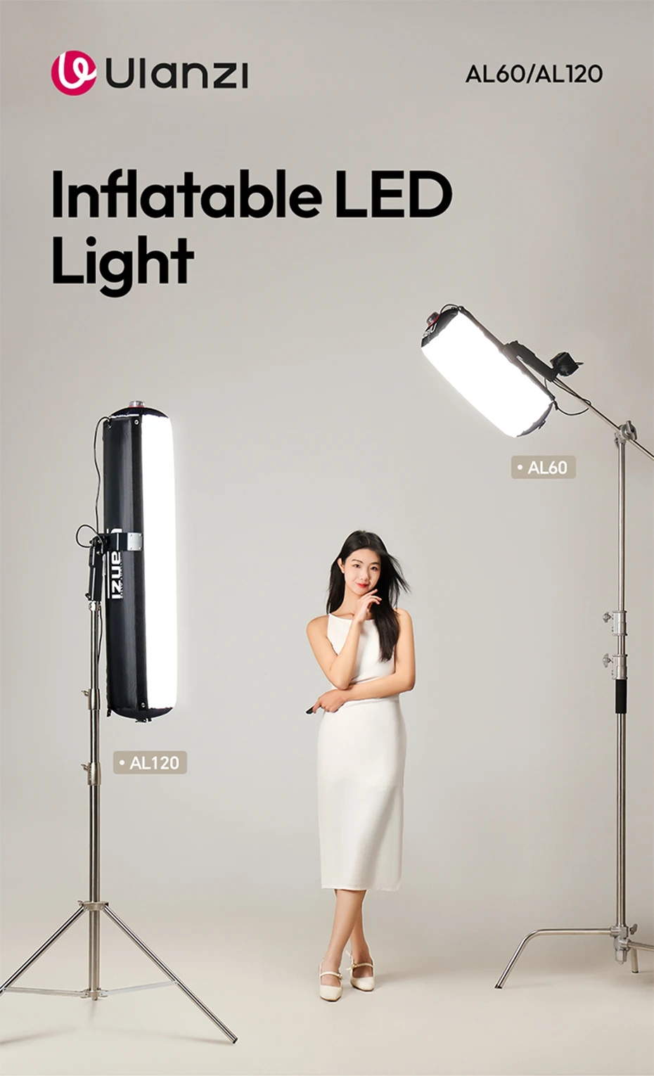  AL120/AL60 Bi-color Inflatable LED Light Air Tube Video Light 2700-6500K for I