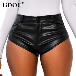 Summer Personality Street Style Lady High Waist Pu Pocket Short Women Harajuku Y2K Sexy Nightclub Fashion Shorts Female Clothes
