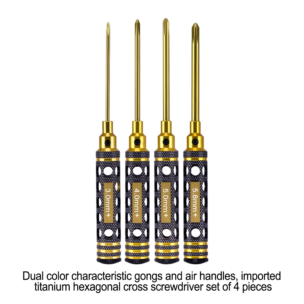 

3.0/4.0/5.0/5.8mm Hexagon Phillips-Head Screwdriver 4-Piece Set Quick Change Allen Key Hex Wrench Tool for 1/8 1/10 RC Car Parts