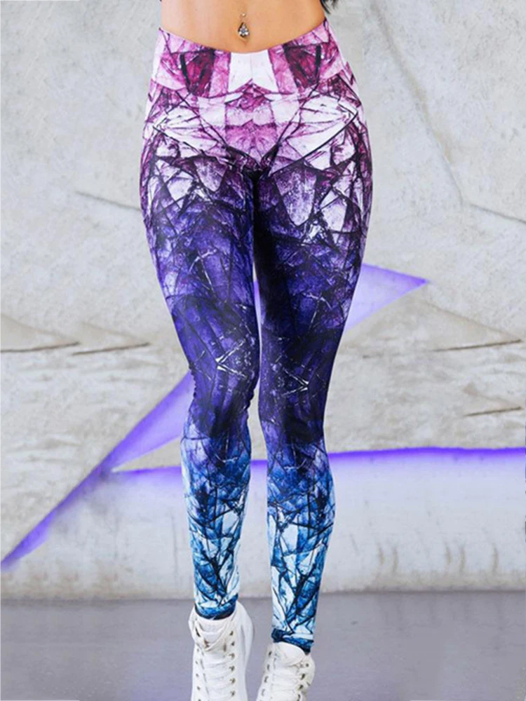 

Women Yoga Tights Workout Pants Diamon Digital Print Leggings Gym Wear Slim Fitness Push Up Sport Leggins High Waist Casual