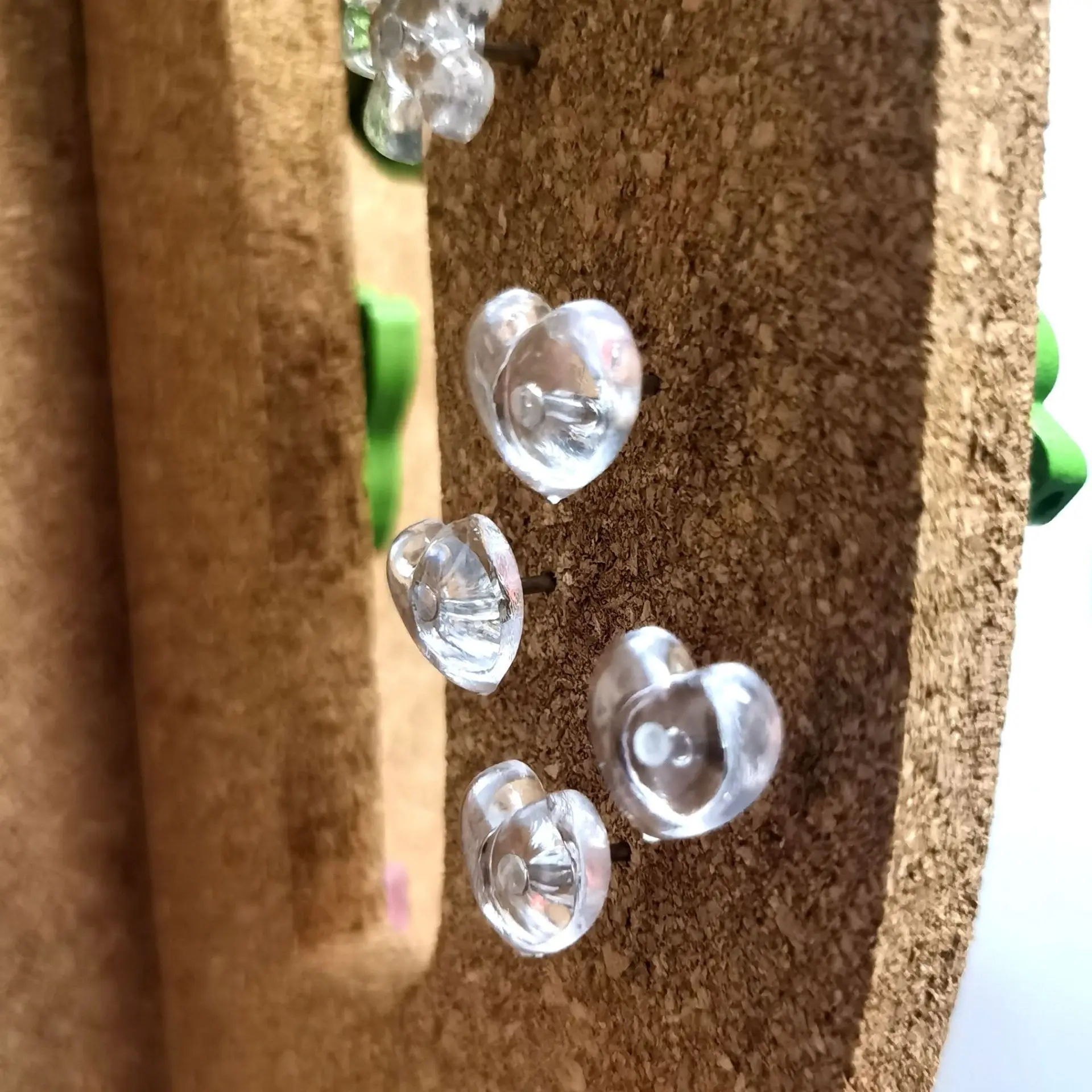 50/100PCS Transparent Love Heart Push Pins Peach Heart L-beam Nails Wall