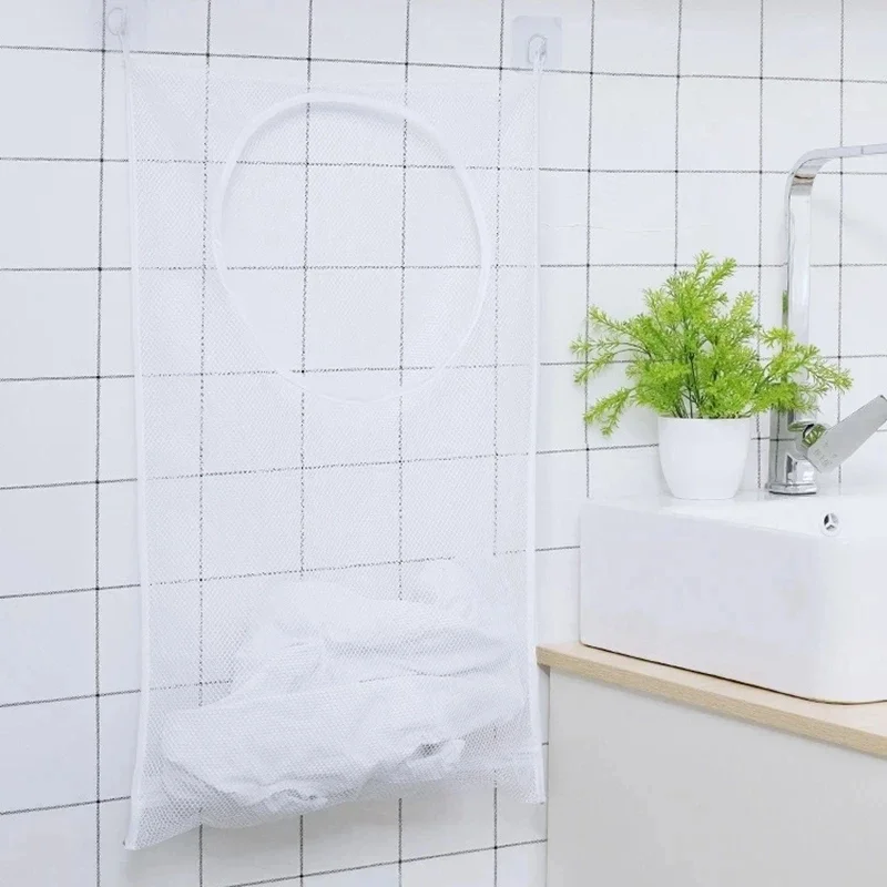 Collapsible Mesh Laundry Basket and Wall-Mounted Storage Organizer