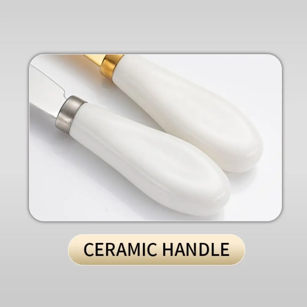 New Stainless Steel Cheese Knife Wipe Cream Bread Jam Dessert Knife Ceramic Handle Butter Canteen cheese knives set