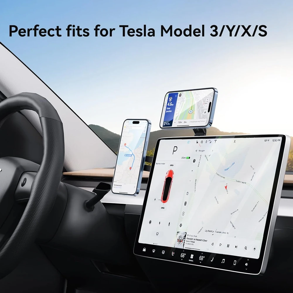Mag/safe IPhone 16/15/14 용 Tesla Model 3/X/Y/S 용 자기 노트북 및 차량용 전화 홀더 금속 조절 식 측면 장착 브래킷