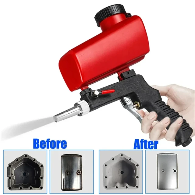 Small Sand Blasting Machine Handheld Pneumatic Blasting Gun Set 90psi Adjustable Sandblasting Gun Portable Gravity Sand Blaster 1