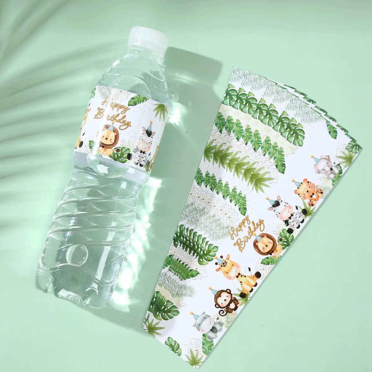 10 Stück Dschungel Tier Flasche Aufkleber Happy Safari Geburtstag Party Dekoration Kinder 1. Geburtstag Baby Shower Party Supplies – Detail 6