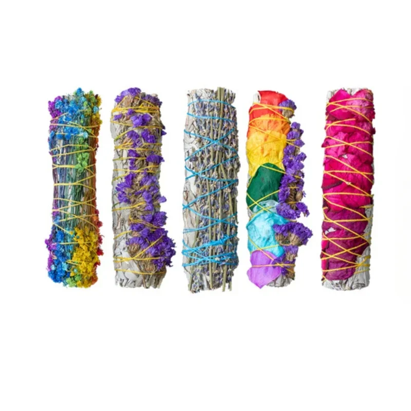 Aromaterapia Incenso White Sage Bundle Smudge Stick Pure Grass Indoor Purificazione Smoky Grass Cleaning Reiki Environment Set