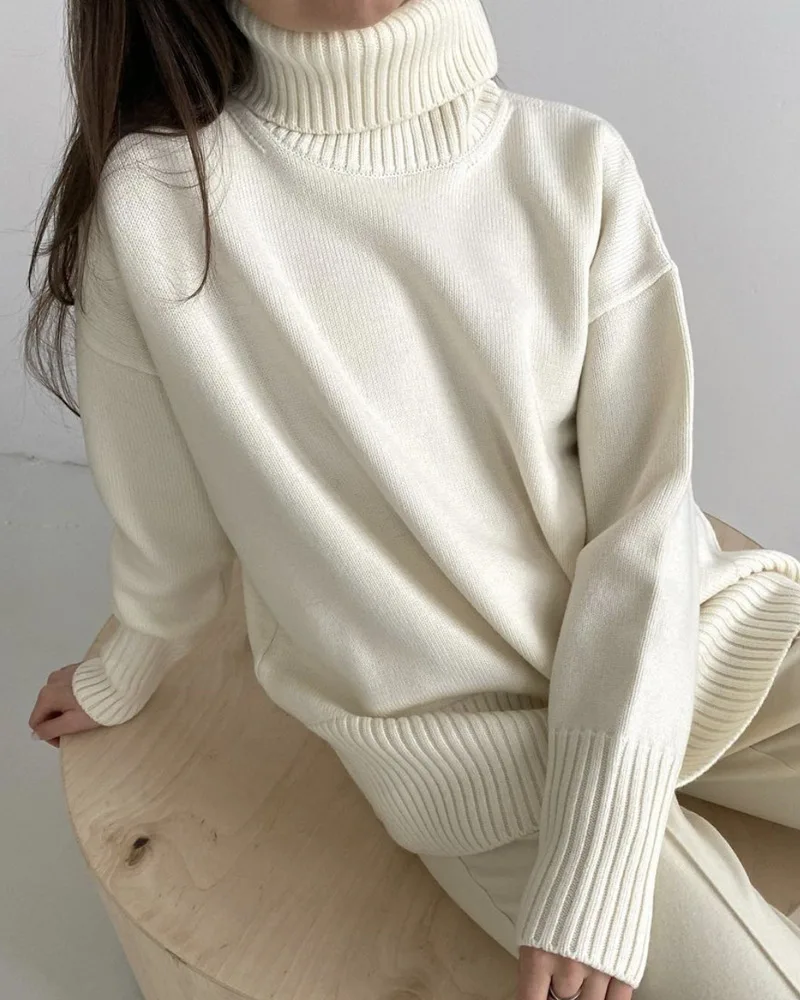 

Female Pullvers Sweater Oversized Women Cashmere Turtleneck Sweater CHIC Basics Knitted Jumpers Top Autumn Winter Warm