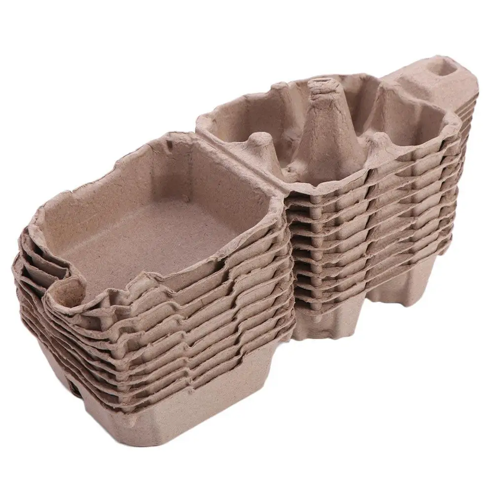 10Pcs Creative 4 Grids Paper Pulp Egg Cartons Space Saving Reusable Empty Egg Storage Box Stackable Egg Containers Refrigerator 5