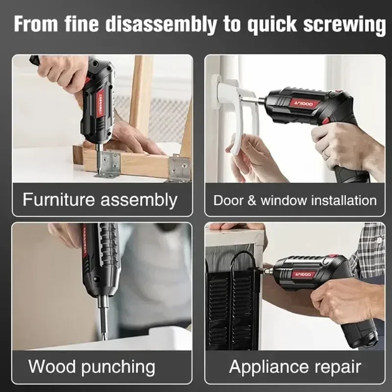 3.6V Powerful Impact Drill Screwdriver LED Lighting Electric Power Screwdriver Set Portable Mini Electric Screwdriver Power Tool