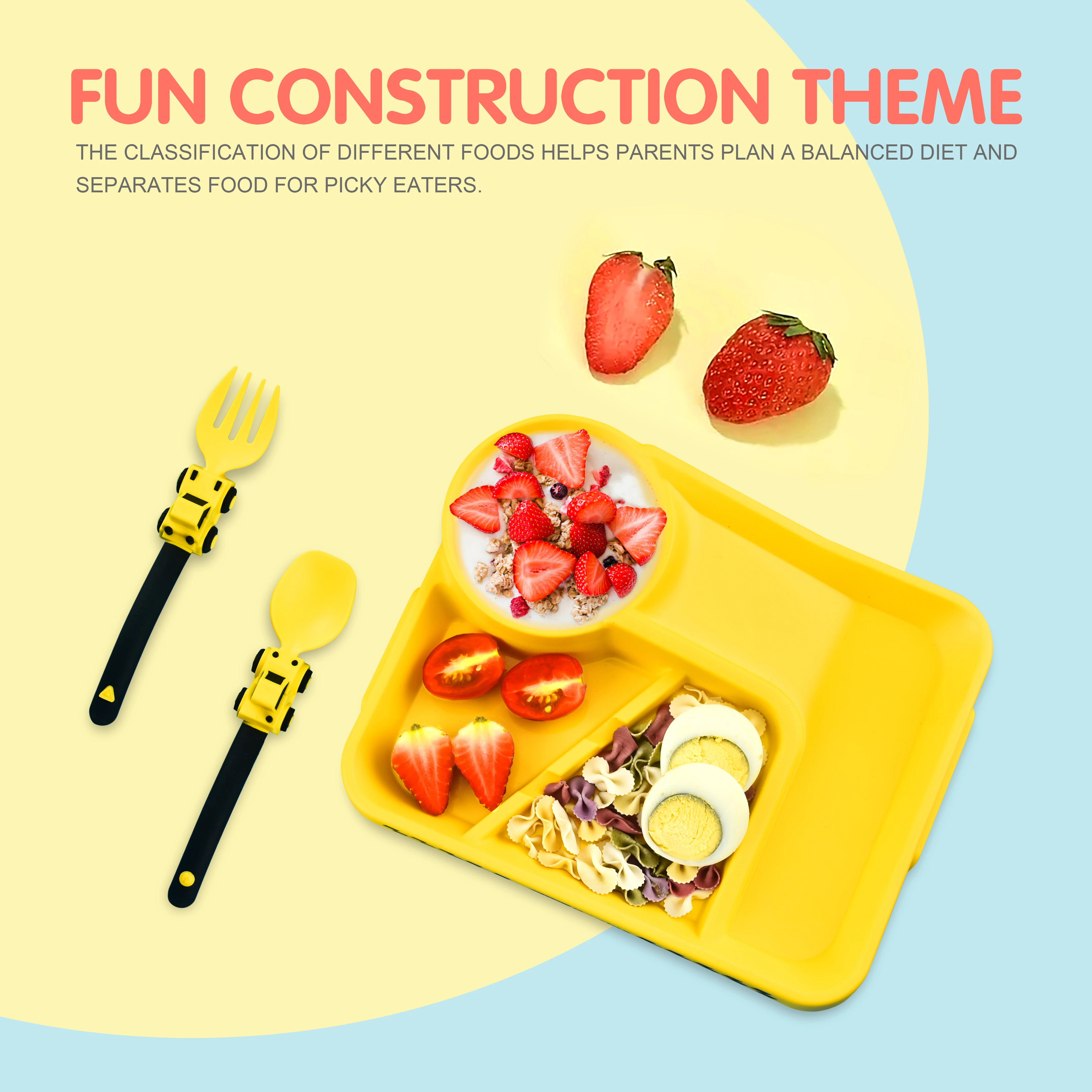 Children's Feeding Dish Set of Dishes for Baby Stuff Suction Cup Plate Aesthetic Tableware for Kids Plates Utensils Dinner Kit baby tableware set