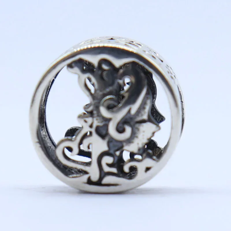 진짜 925 솔리드  참 할로우 레터 I 및 소녀 측면 얼굴 작은 펜던트 발찌 펜던트, 11x11mm