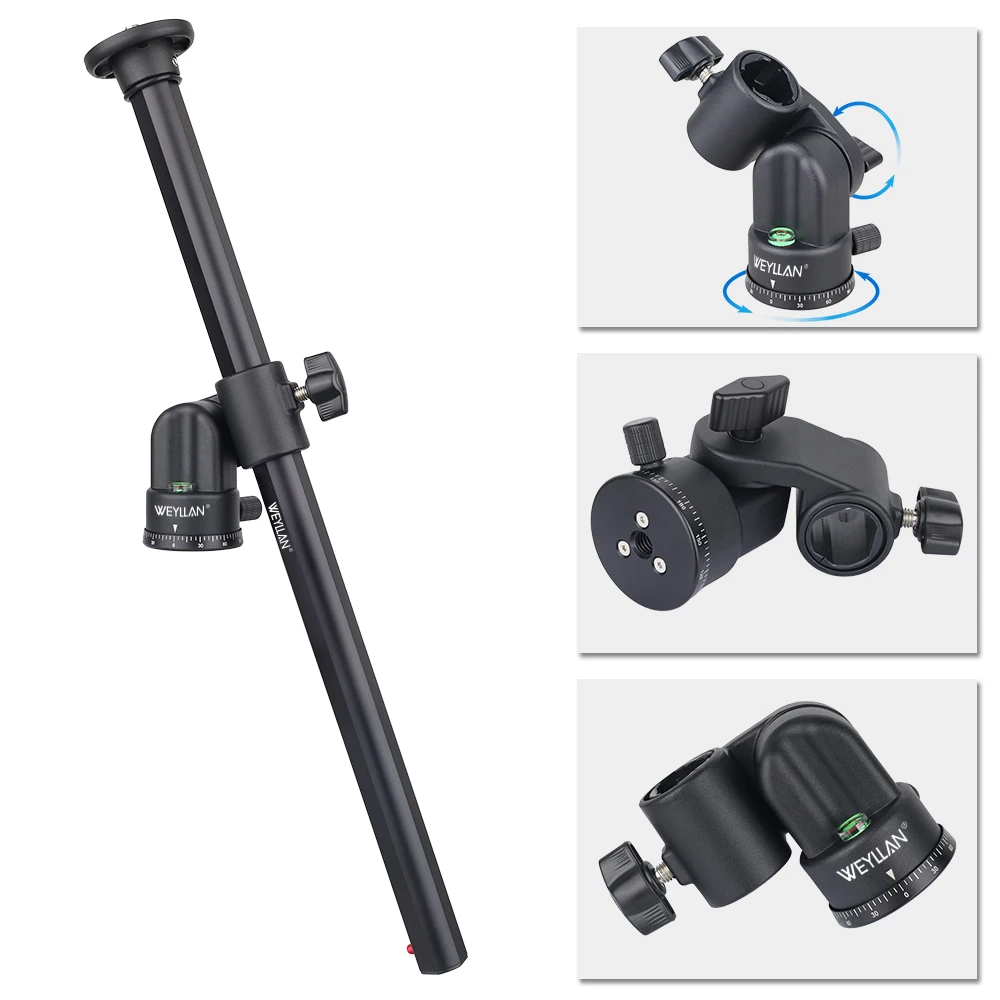 WEYLLAN EH5 Horizontal Center Column Tripod Boom Cross Extension Arm Camera Mount Rotatable MultiAngle Rod for Overhead Shooting