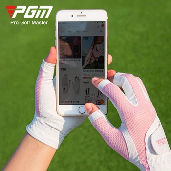 PGM 1 Pair Summer Women's Open Finger Golf Wear Gloves Breathable Mesh PU Sunscreen Finger Cover Left And Right Hand ST032 골프웨어