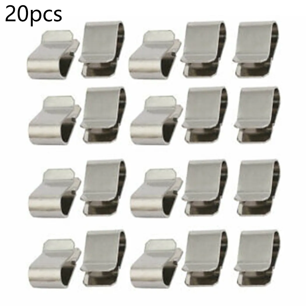 Cable Clip 20pcs Stainless Steel Silver Tone Solar Photovoltaic Parts Accessories Cable Clip Wires Clamp