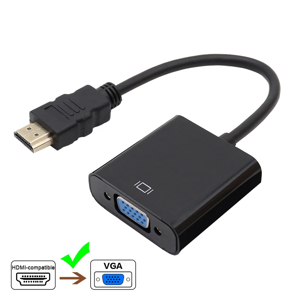 HDMI-compatible to VGA Adapter Cable Converter Digital Analog HD 1080P For PC Laptop Tablet