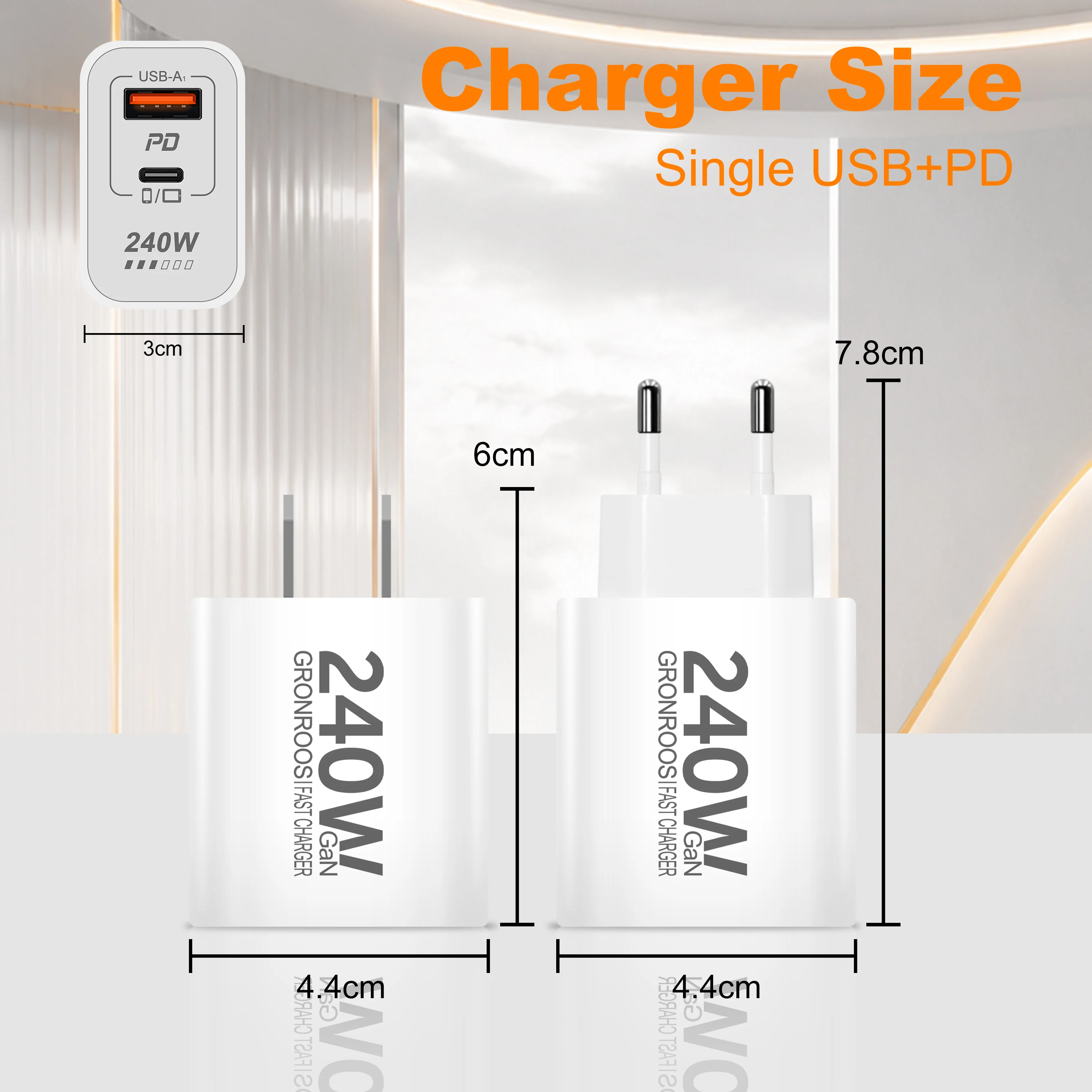 240W GaN High-Speed USB-C Charger with PD and QC 3.0 Technology