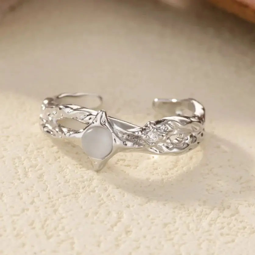 For Women Gold Stone Stainless Steel Wedding Ring