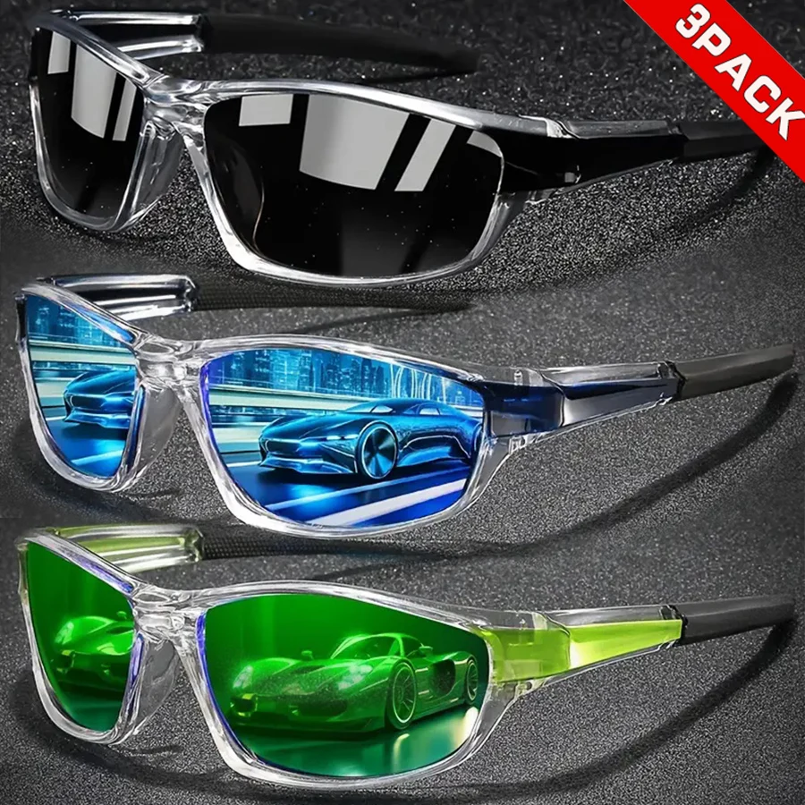 Cyberpunk Future Design Unisex Cycling Sunglasses - 3-Piece Set, All-Season Protection