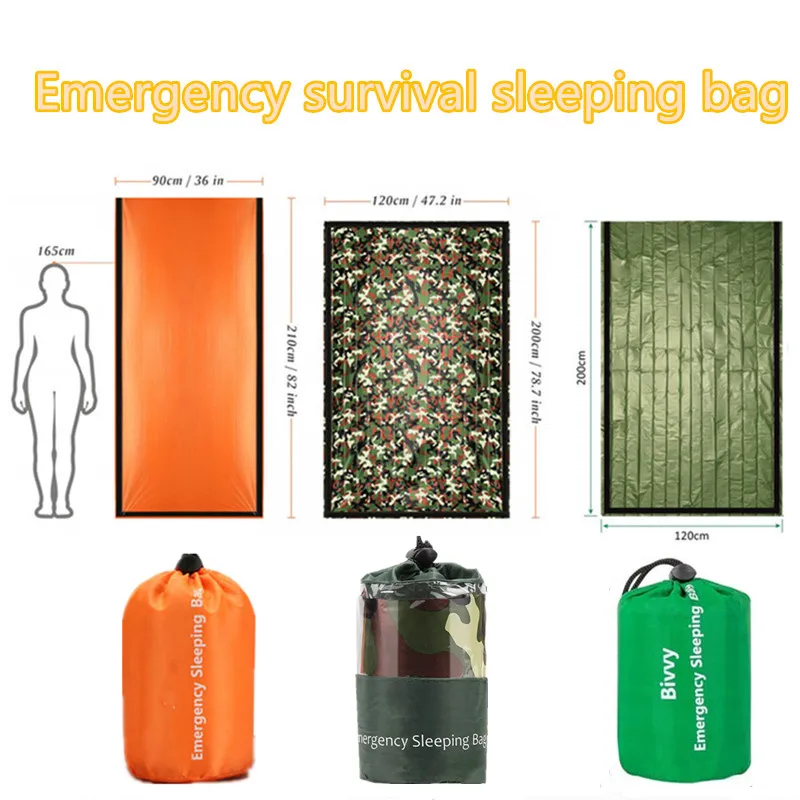 Emergency Blanket Outdoor Bag Waterproof Lightweight Thermal Sleeping Bag Bivy Sack Camping Hiking Outdoor Activities