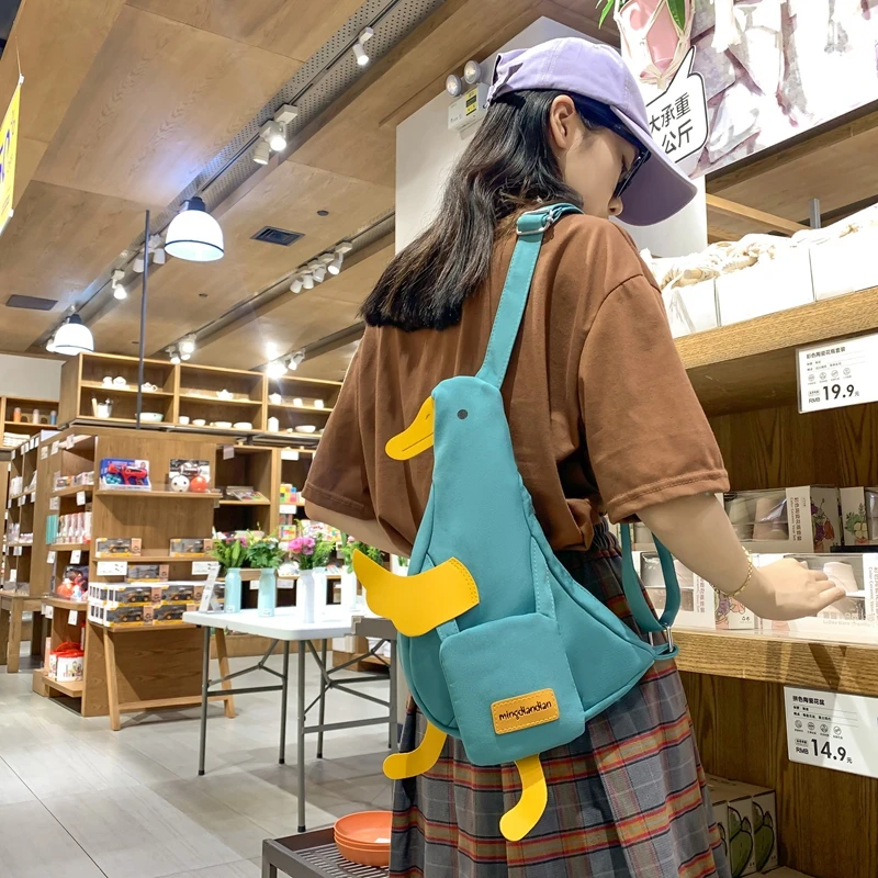 Cartoon Cute Chest Bags for Women 2023 Trend Summer Funny Canvas Bag Ladies High Quality Fashion Animal Print Casual Tote Bag