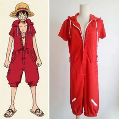 

Новый красный комбинезон с капюшоном Monkey D Luffy, Униформа, костюмы для косплея, Летний стиль, мужская и женская одежда и шляпа