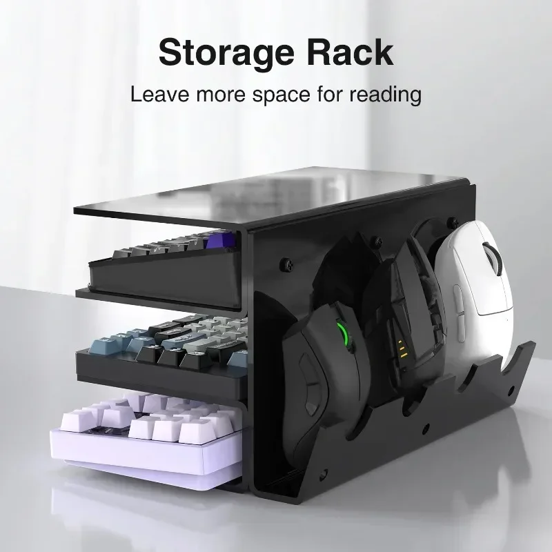 Acrylic Laptop Stand 3 Tiers Mechanical Keyboard Storage Ergonomic Transparent Stand for Macbook HP Dell Game Mouse Storage Rack laptop stand keyboard stand