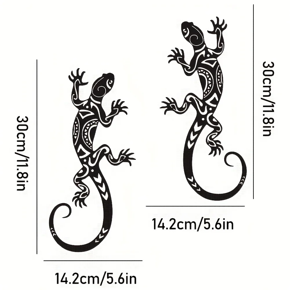 Metal Gecko Wall Art Set of 2 Heavy-Duty Indoor Wall Decor with Artisan Craft, Modern Metal Wall Hanging for Living Room&Bedroom