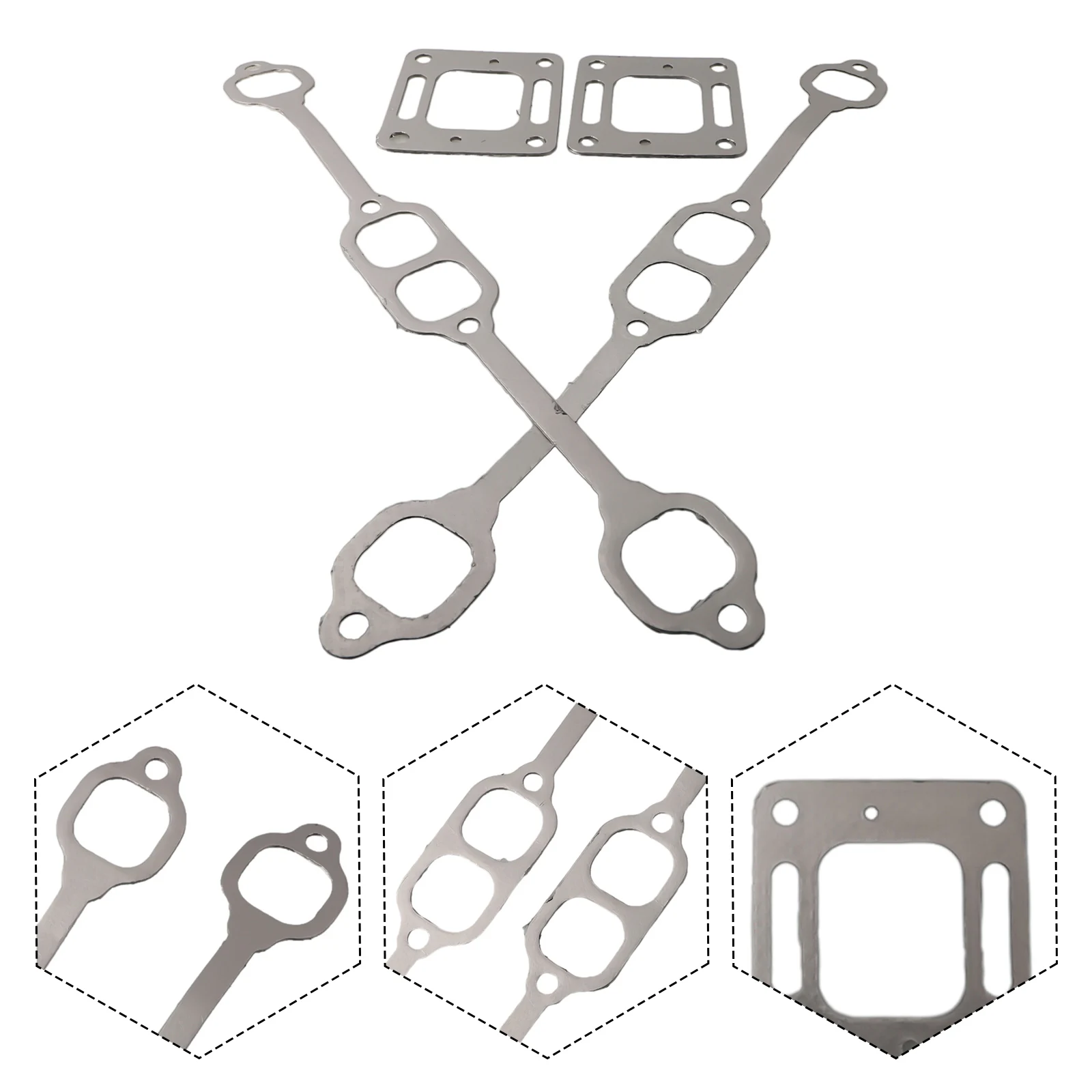 Exhaust Gasket Kit Manifold 1Set For Mercruiser 5.0 Mpi 5.7 350 Mag Riser Block V8 Elbow Block To Manifold Gaskets Replacement