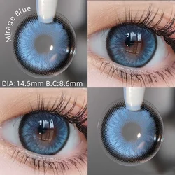 Premium Colored Contact Lenses in Green - Natural Look for Brown Eyes and Gray Pupils (Mirage Blue)