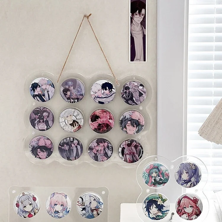 Hanging Acrylic Badge Display Stand Transparent Desktop Badge Protective Cover Anime Peripheral Stand Storage Box Card Brick