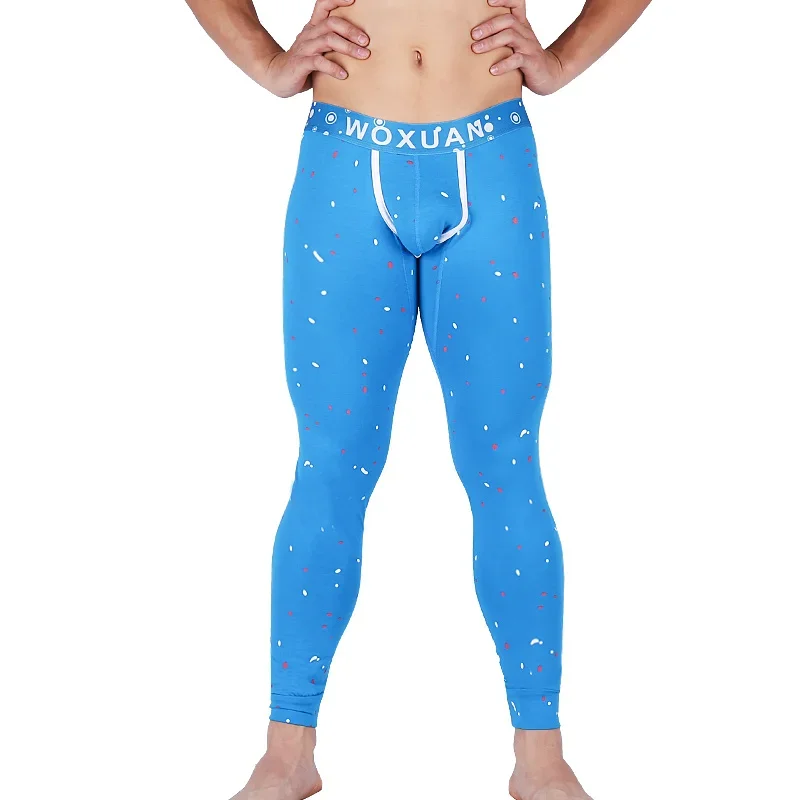 Autumn Winter Men's Warm Long Johns Cotton Tight Leggings Trousers Sleep Bottoms Men Hot Elastic Long Johns Underwear Leggings