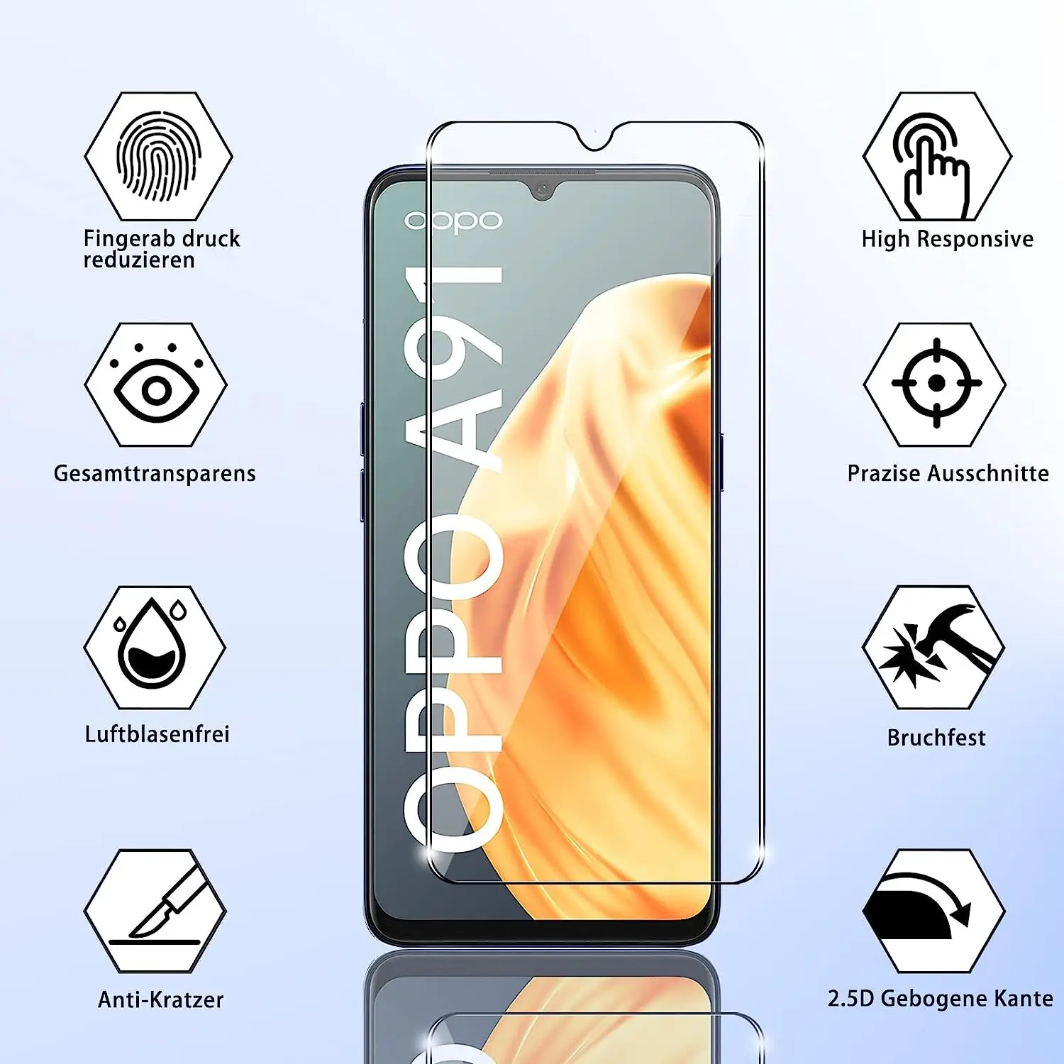 Рисунок 4 - 9H закаленное стекло для OPPO A91