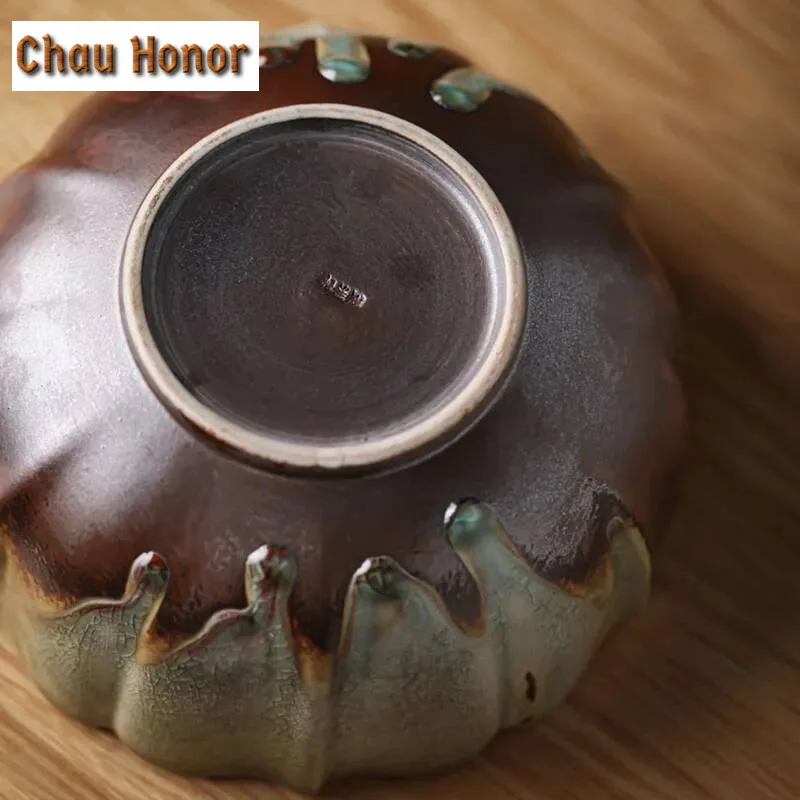 1300ml Handmade Wood-burning Ceramic Tea Wash Bowl Retro Coarse Pottery Tea Residue Bucket Jianshui Kung Fu Tea Set Accessories