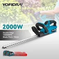 YOFIDRA 2000W Electric Hedge Trimmer 15000 RPM Lawn Mower Garden Landscaping Hedge Pruner Trimmer Tool For Makita 18V Battery 1