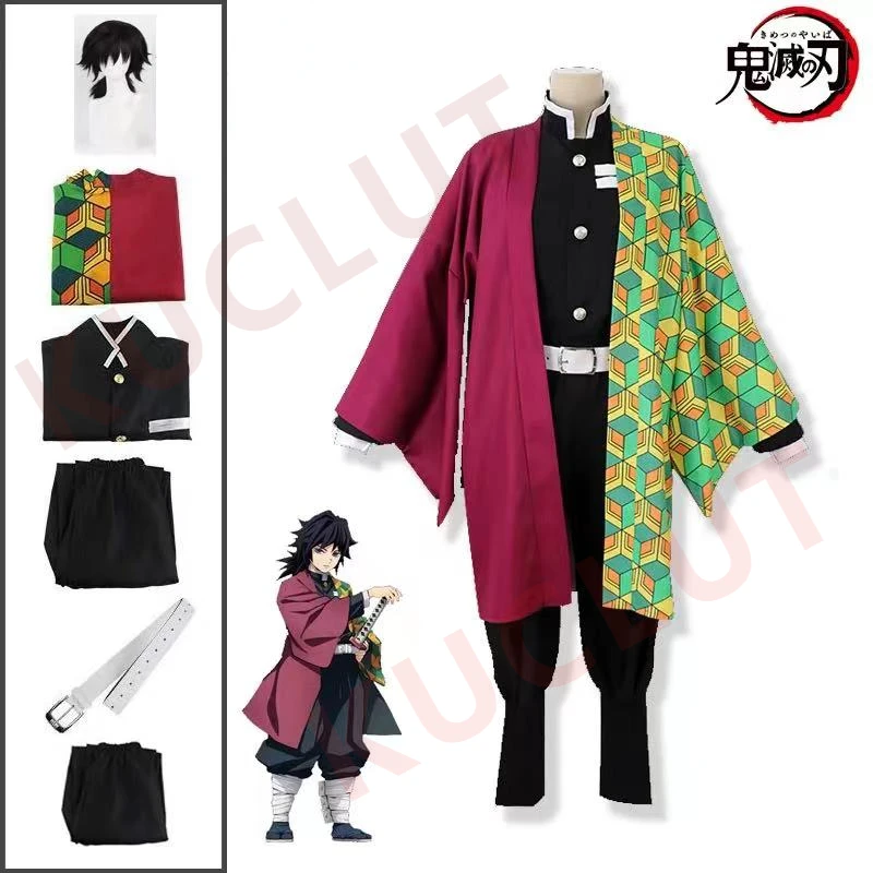 

Anime Demon Slayers Kimetsu No Yaiba Tomioka Giyuu Cosplay Costume Women Men Kimono Uniform Halloween Christmas Party Clothes