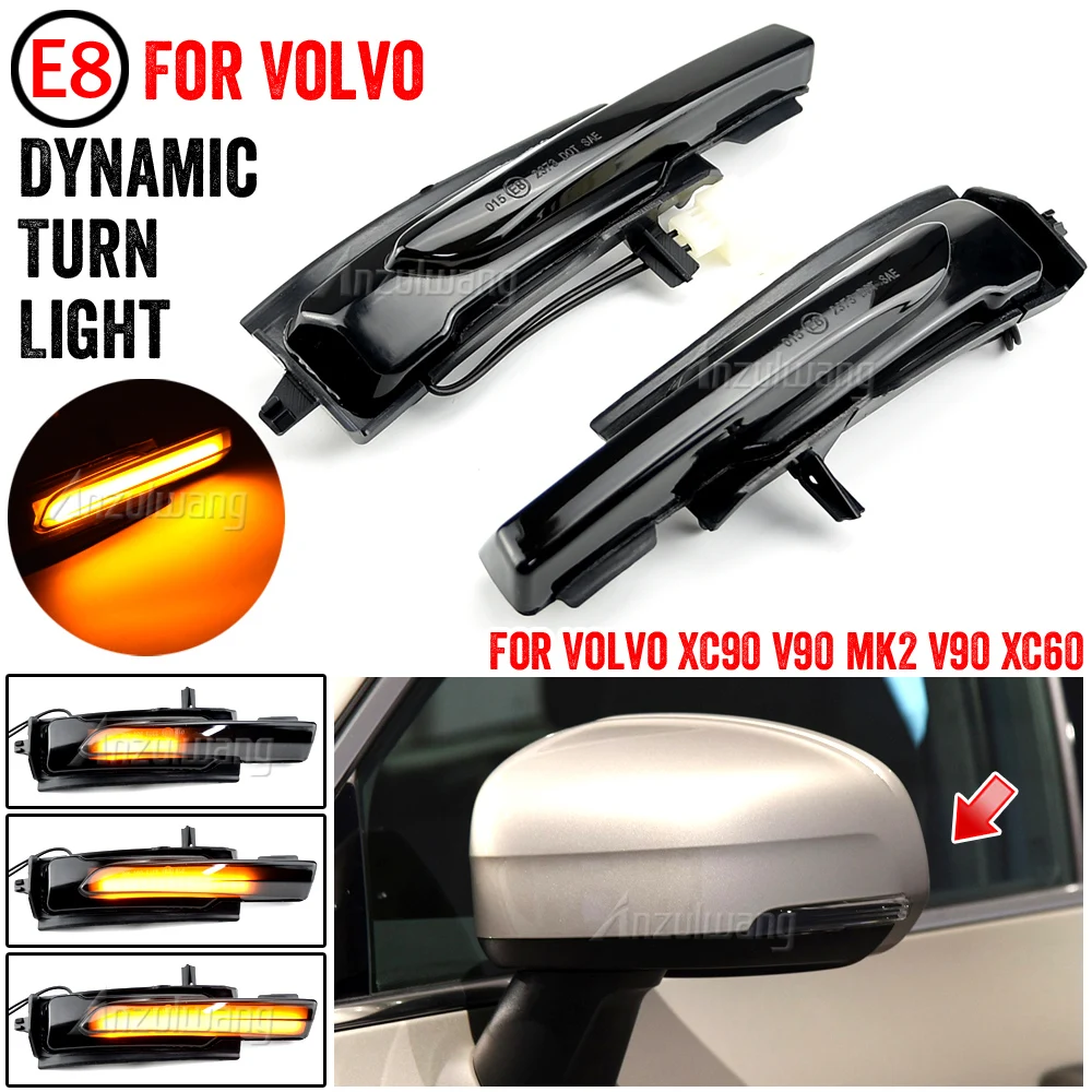 

2pieces LED Mirror Dynamic Turn Signal Side Wing Sequential Blinker Indicator Lamp light For Volvo XC60 XC90 S90-V90 2018 2021