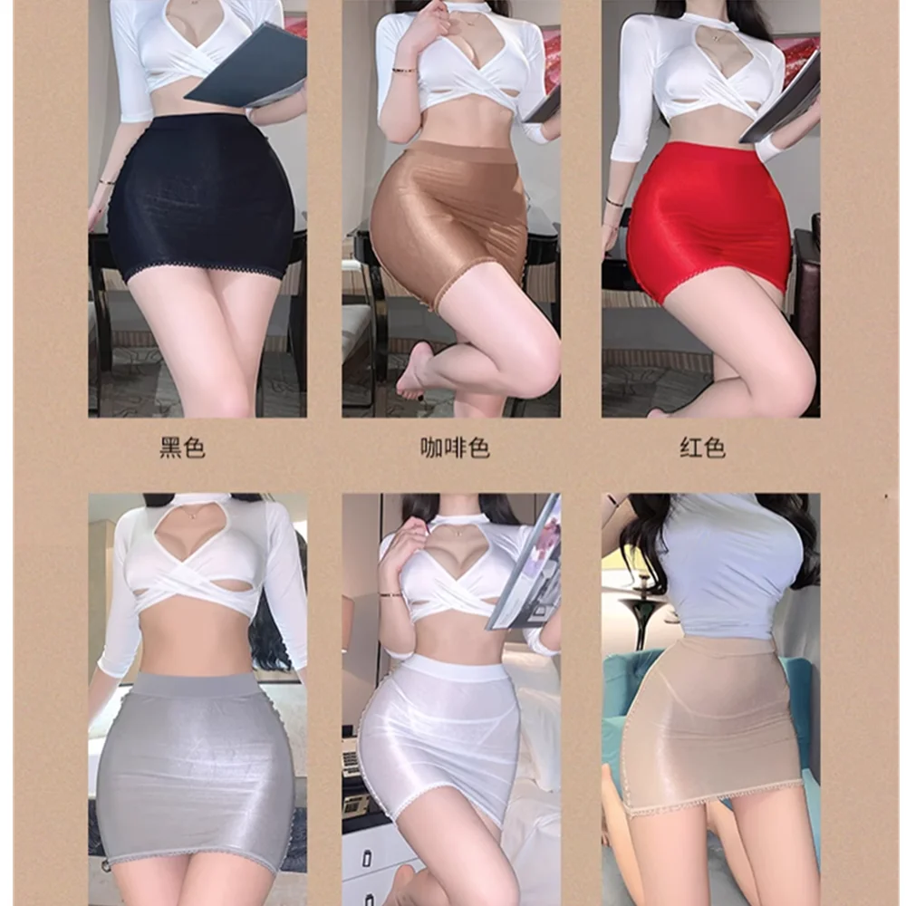 New Ladies Sexy High Elastic Transparent Package Hip Short Skirts Erotic Fishnet Hollow Out See Through Mini Body Night Dresses 4