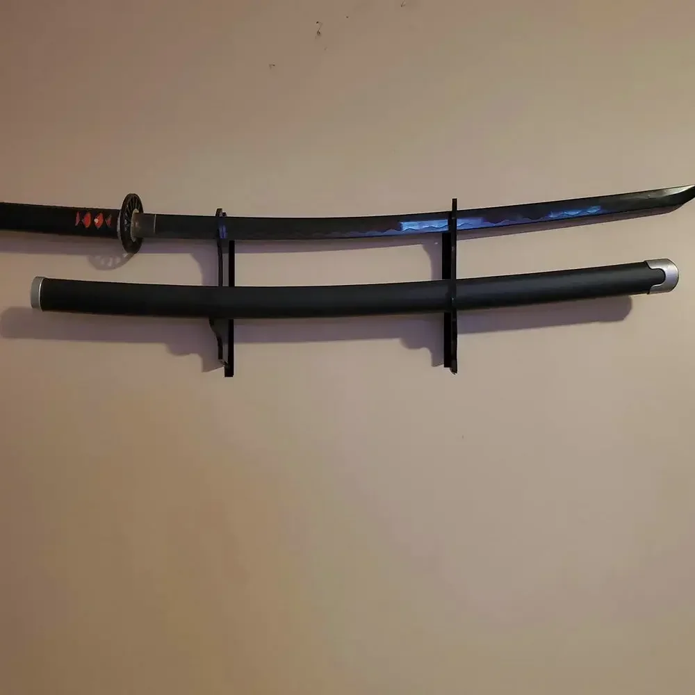 2Pcs Acrylic Sword Wall Mount-Samurai Katana Hanger Rack (Black/Clear),Transparent Display Holder for Weapon Collection