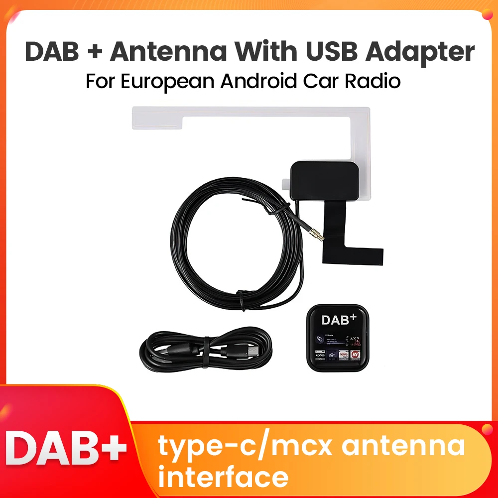 

DAB + Antenna With USB C Adapter Dongle For European Android Car Radio Stereo Receiver Audio Broadcasting Expansion mcx Antenna