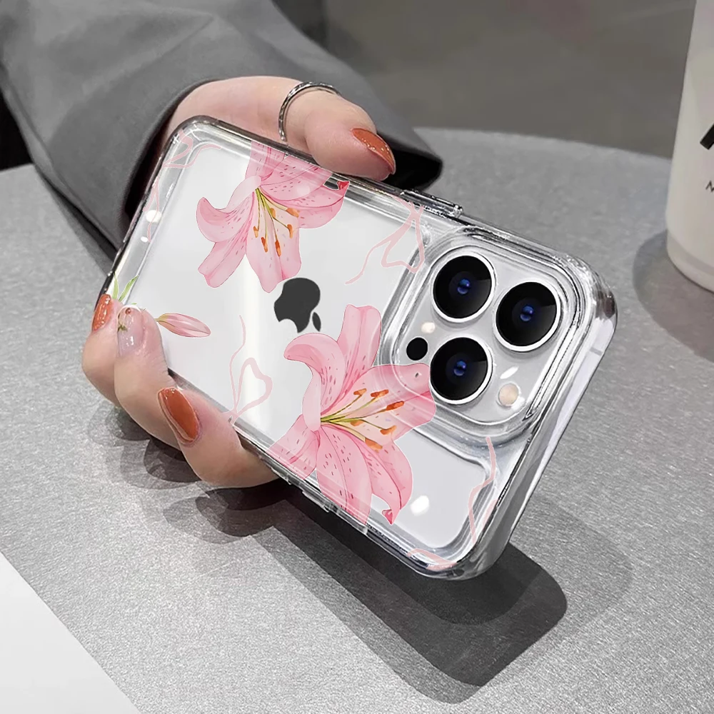 Floral Shockproof Transparent Silicone Phone Case