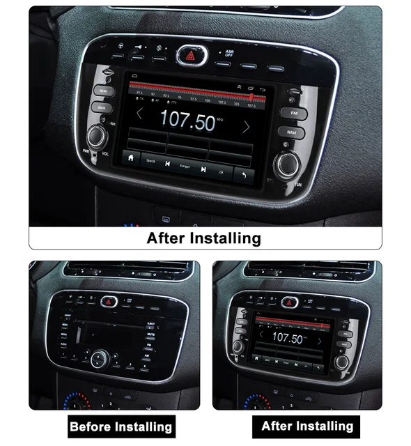 Changer Autoradio Fiat Grande Punto GPS Android…Tactile 2 Din Poste  Compatible 2006 2007 2008 2009 