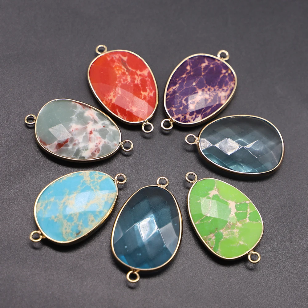 

Selling Natural Good Quality Emperor Stone Pendants Oval Shape Connectors Necklace Bracelet Jewelry Accessories Making Gift 5Pcs
