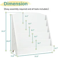 5-Tier Kids Bookshelf - Toddler Book Display Shelves for Classrooms, Playrooms, and Nursery - Wooden Children Book Rack 2